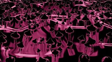 Animation of the psychedelic magic mushroom surface. Design. Abstract growing mushrooms in neon lighting. video