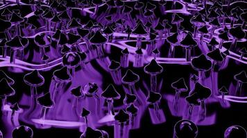 Animation of the psychedelic magic mushroom surface. Design. Abstract growing mushrooms in neon lighting. video