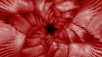 Red corridor in the form of a flower. Motion. An interesting shape of a rotating corridor made in animation. video