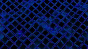 Virtual grid with water wave effect. Action. Square grid moves in waves with water sheen. Abstract square mesh pool with moving waves on black background video