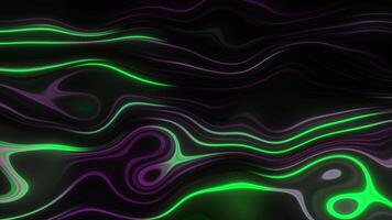 Abstract colorful neon waving lines on a black background. Motion. Bending bright stripes with gradient effect. video