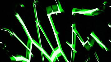Black background with laser patterns. Design. Yellow and green expanding grid made in cartoon animation and growing upwards. video