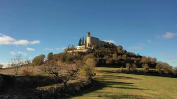 Aerial view of the walled town of Montfalco Murallat video
