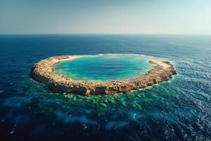 Aerial View of a Small Island With Coral Reefs in the Red Sea photo