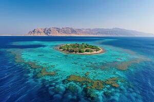 Aerial View of a Small Island With Coral Reefs in the Red Sea photo