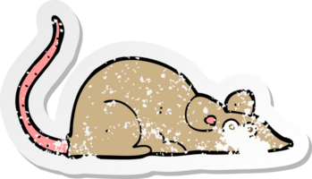 retro distressed sticker of a cartoon mouse drawing png