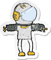 retro distressed sticker of a cartoon astronaut drawing png