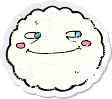 retro distressed sticker of a cartoon happy cloud drawing png