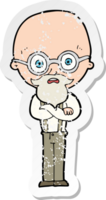 retro distressed sticker of a cartoon annoyed old man drawing png