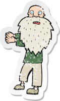 retro distressed sticker of a cartoon bearded old man drawing png