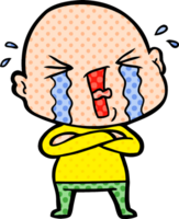 cartoon crying bald man drawing png