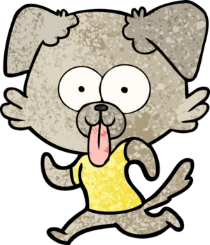 Karikatur Hund mit Zunge kleben aus Zeichnung png