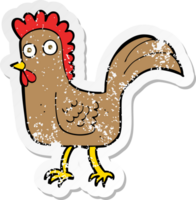retro distressed sticker of a cartoon chicken drawing png