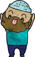 man with beard sticking out tongue drawing png
