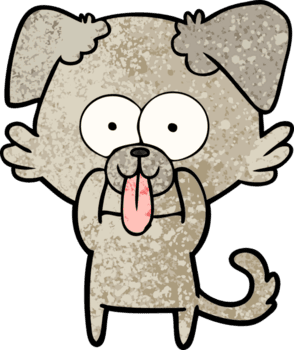 Karikatur Hund mit Zunge kleben aus Zeichnung png