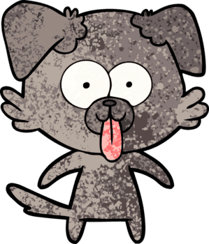 Karikatur Hund mit Zunge kleben aus Zeichnung png