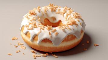 Animation-ready 3D model of a donut spinning slowly, showcasing its fluffy texture and shiny icing against a neutral background. photo