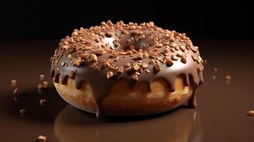 Animation-ready 3D model of a donut spinning slowly, showcasing its fluffy texture and shiny icing against a neutral background. photo