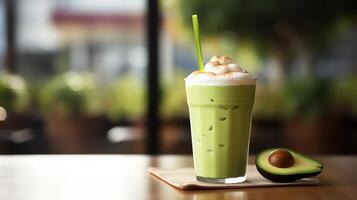 A delicious and healthy avocado smoothie. Perfect for breakfast, lunch, or a snack. photo