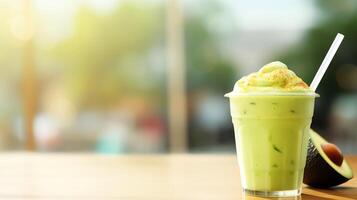 A delicious and healthy avocado smoothie. A perfect way to start your day. photo