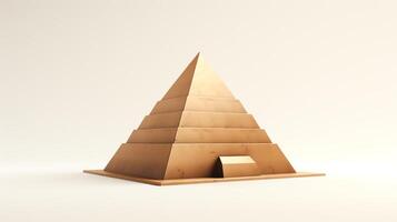 Creative depiction of an Egyptian pyramid model with emphasis on geometric shapes and textures, isolated on a white backdrop for clean visual contrast. photo