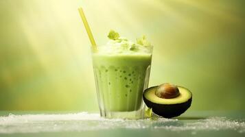 Refreshing and nutritious avocado smoothie. A healthy way to start your day. photo
