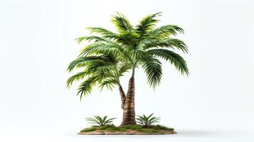Creative depiction of a tropical palm tree model, complete with detailed fronds and a textured trunk, showcased on a white background for a fresh, summery vibe. photo