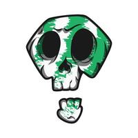 Mascot Skull With Green Texture Color Premium vector