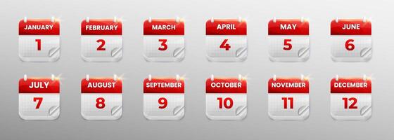Modern monthly calendar design illustration. Minimalist style calendar with rounded edges. vector