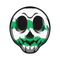 Mascot Skull With Green Texture Color Premium vector