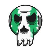 Mascot Skull With Green Texture Color Premium vector