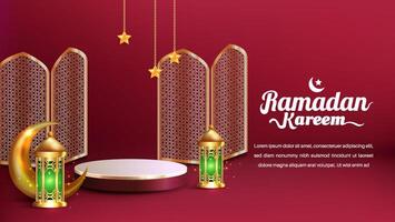Realistic Bakground Ramadan Kareem with podium, suitable for banner, greeting card or your business with Ramadan theme vector