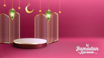 Realistic Bakground Ramadan Kareem with podium, suitable for banner, greeting card or your business with Ramadan theme vector