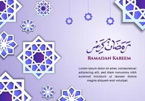 Ramadan kareem paper cut style with cute color illustration and geometric pattern. ramadan greeting card design vector