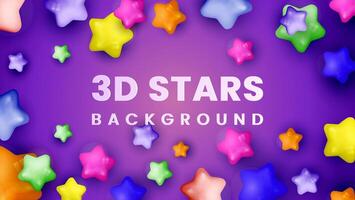 Abstract background with dynamic 3d stars. Colorfull stars shiny.3d Stars Colorfull .of glossy stars. modern trendy banner design Premium vector