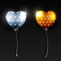 Golden balloon set with maple pattern on transparent background 3d realistic gold festive helium balloons template premium vector