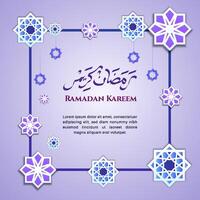 Ramadan kareem paper cut style with cute color illustration and geometric pattern. ramadan greeting card design vector