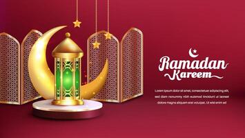 Realistic Bakground Ramadan Kareem with podium, suitable for banner, greeting card or your business with Ramadan theme vector