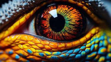 Generate a photorealistic render of a colorful alien eye photo