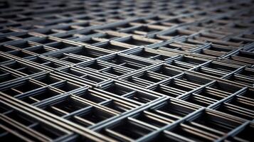 Macro photography of a stack of metal fencing. photo