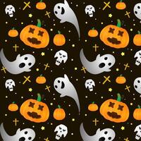 Halloween Pattern With Pumpkin Ghost Skull vector