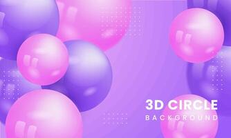 Abstract background with dynamic 3d spheres. Purple bubbles.3d Circle Purple .of glossy balls. modern trendy banner design Premium vector
