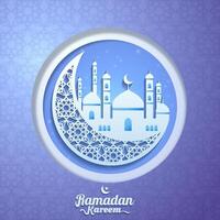 Ramadan Kareem illustration with paper cut style background. suitable for banner, greeting card. illustration vector