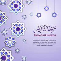 Ramadan kareem paper cut style with cute color illustration and geometric pattern. ramadan greeting card design vector