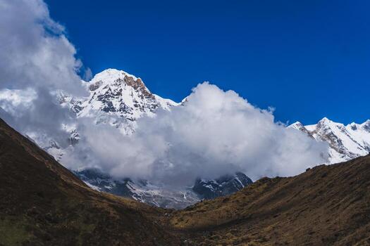 Hiunchuli mountain in Nepal, The Magnificent Hiunchuli Peak in Nepal's Annapurna Range photo