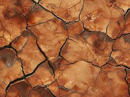 Top view photo of a solid color ground showing a large collapsed area from a strong impact, with cracks radiating outward