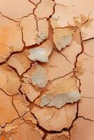 Top view photo of a solid color ground showing a large collapsed area from a strong impact, with cracks radiating outward