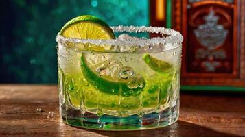 Margarita.It is a cocktail consisting of tequila, triple sec, and lime juice. photo