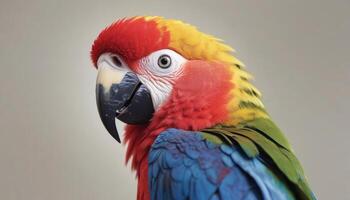 A colorful parrot is standing on a white background photo