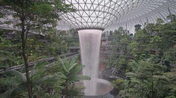Singapore, Singapore - May 3, 2024 - The Jewel Rain Vortex, the largest indoor waterfall and main attraction at Changi Airport, Singapore, designed by Moshe Safdie. video